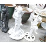A collection of Garden ornaments to include:metal Cherub figure,