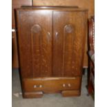 Oak 1930's Paneled Drinks Cabinet: