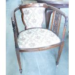 Inlaid Edwardian Mahogany Salon Chair: