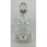 Silver collared shaped decanter: Height 29cm