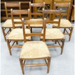 Six early 20th Century Rush Seated Dining Chairs(6)