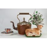 A collection of items to include: Victorian Copper Kettle,