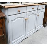Modern Pine 3 Drawer Painted Sideboard: Ex shop display for Burleigh pottery at Middleport.