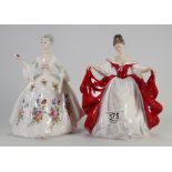 Royal Doulton Lady Figures: Diana HN2468 & Sara HN2265(2)