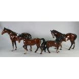 A collection of Four Damaged Beswick Brown Horses(4):