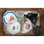 A mixed collection of items to include: floral decorative centre piece, Italian clown dish,