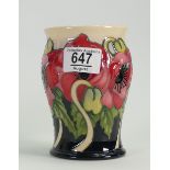Moorcroft Yeats Poppy vase: signed by designer Kerry Goodwin, limited edition 26/50. Height 12.