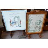 Two Oak Framed Embroidered Fire Screens(2):