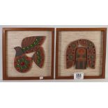 Hornsea pair of religious terracotta wall plaques in frames: 20 x 20cm (2)