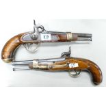 19th Century Pair of German Percussion Pistols: with ramrods