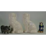 Pair Burleigh Ware Staffordshire type dogs: height 20cm,