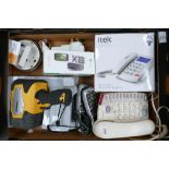A mixed collection of items to include: Telephones,