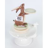 Unmarked pottery figures of rabbits: with plate theme (2)
