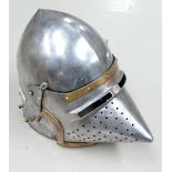 Victorian Museum Quality Pig Faced Bascinet Helmet: with liner,