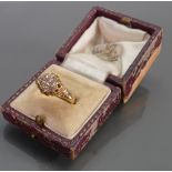 18ct gold & diamond cluster ring Chester 1919: 7 old cut diamonds, centre 3mm & 6 outside 2.