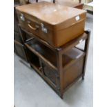 1930 Oak Drinks Trolley: together with retro suitcase(2)