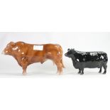 Beswick Aberdeen Angus Cow: & Beswick Limousin Bull.