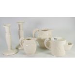 A collection of Wedgwood items to include: Cream Ware Candlesticks,
