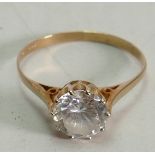 9ct gold ring set with solitaire cubic Zirconia stone, 1.7 grams.