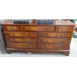 Reproduction Mahogany Cross banded 9 Drawer Chest:m 153 cm width x 49 depth x 77cm height