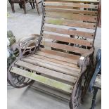 Cast Metal & Wood Slats Garden Bench: