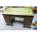 Leather Topped Dark Wood Office Desk: