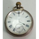 Silver pocket watch with top winder: