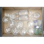 Collection of glass including 19th century decanters x 3: Together with 8 sundae glasses,