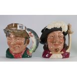 Royal Doulton Large Character Jugs: The Poacher D6429 & Porthos D6440(2)