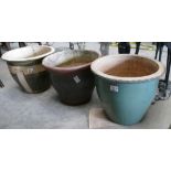 Three Large Heavy Garden Plant Pots: