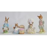 Four Beswick Beatrix Potter Figures with Gold BP2 Backstamps : Foxy Whiskered Gentleman,