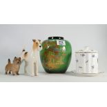 A mixed collection of items to include: Carlton ware Vert Royale Vase, Royal Doulton lidded pot,