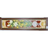 Framed Tube Lined Tiles with Lillies in Vase Decoration: height 82 cm x 21cm
