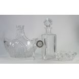 A collection of Crystal Glass to include: Large Basket, decanter,