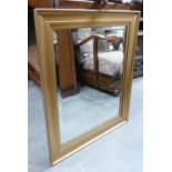 Gilt Framed Bevel Edged Wall Mirror: