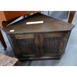 Dark Oak Linen Fold Low Corner Unit: