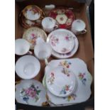 A mixed collection of Floral tea ware to include: Shelley, Bisto, Royal Chelsea,