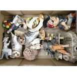 A mixed collection of items to include: Leonardo Figures, pottery Owls,