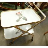 Collapsible Brass effect Mid Century Drinks Trolley: