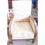 Oak Framed Upholstered Arm Chair: