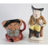 Royal Doulton Large Character Jug Falstaff D8287: together with large unmarked character jug(2)