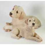 Large Resin figures of Labrador with Bone: and similar smaller item,