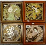 Set of Maw & Co Decorated Tile Panels of The Four Seasons: Art Nouveau in style,
