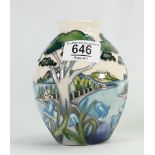 Moorcroft Grassmere bluebell vase: signed by designer Nicola Slaney,