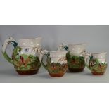 Wedgwood Graduated Set of Four Relief Moulded Jugs: with Hunting Scenes - "D'ye Ken John Peel"