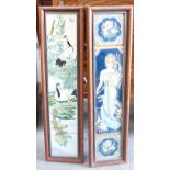 A series of 2 Art Nouveau Framed Pictorial Tube lined Tile Sets(2)