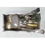 A collection of silver plated cutlery to include: serving spoons,