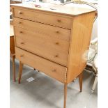 Mid Century Arthur Cox Handcraft Chest of Five Drawers: