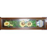 Framed Tube Lined Tiles with Sunflowers in Vase Decoration: height 82 cm x 21cm