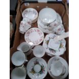 A mixed collection of floral tea ware to include: Queen Anne Country Banquet & Salisbury China